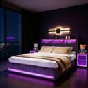 PXloue Funktionsbett Polsterbett mit USB, Stauraum & LED Leinen Grau Bild 2
