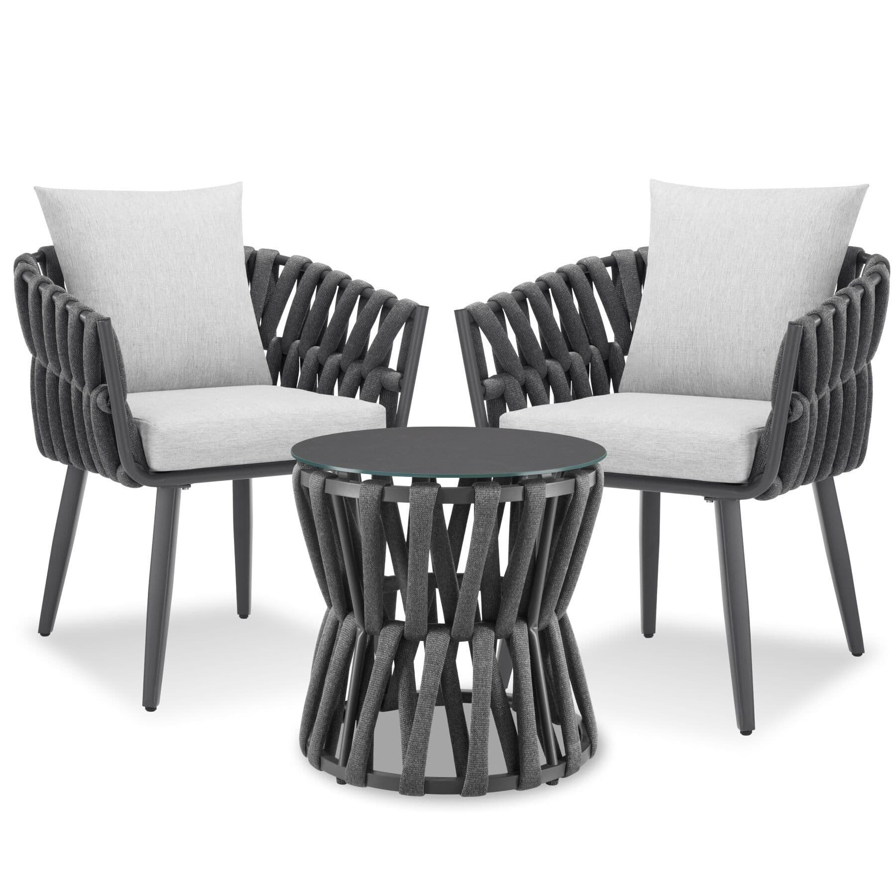 tectake Gartenlounge-Set 3-tlg. Anthrazit Aluminium mit Glasplatte - Bild 2