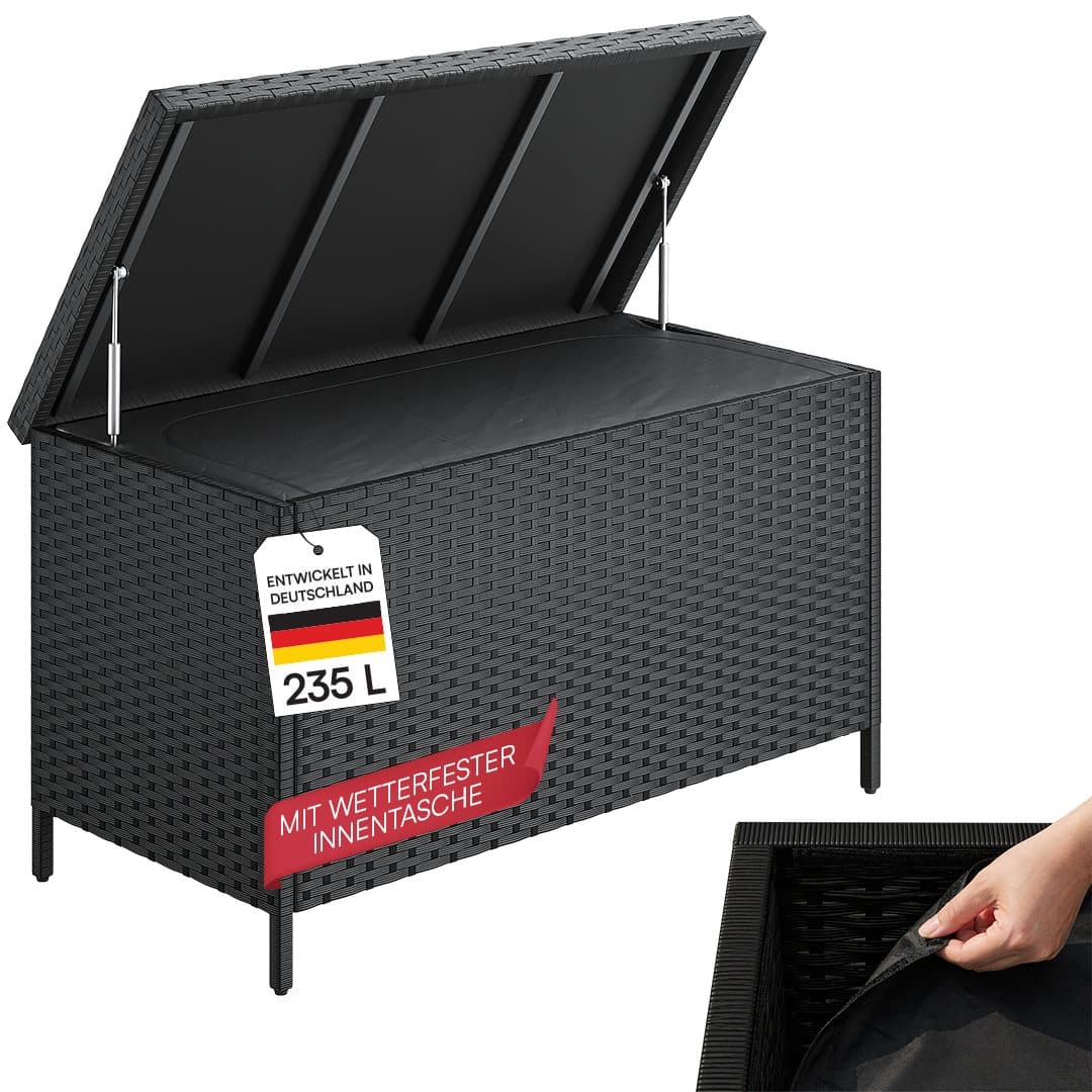 STEELSØN Aufbewahrungsbox Serion Gartenkiste Polyrattan Schwarz - Bild 2