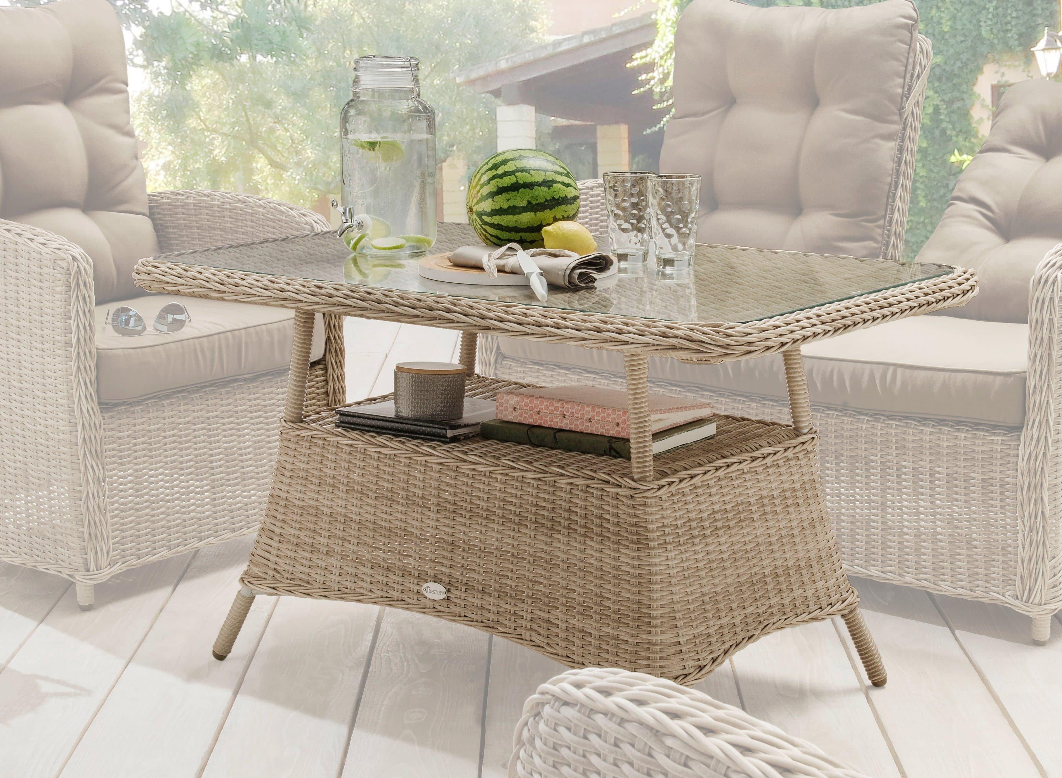 Gartentisch DESTINY MERANO braun Polyrattan Aluminium - Bild 2