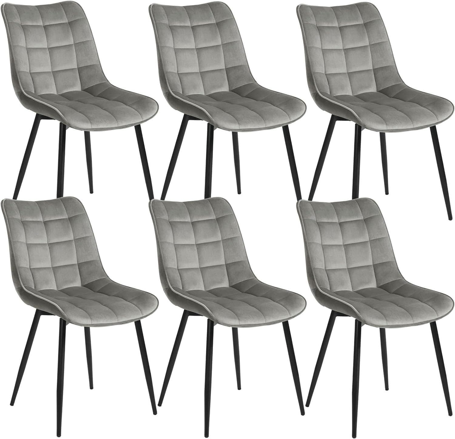 Woltu 4-Fußstuhl 6er Set Samt Küchenstuhl Modern Grau - Bild 2