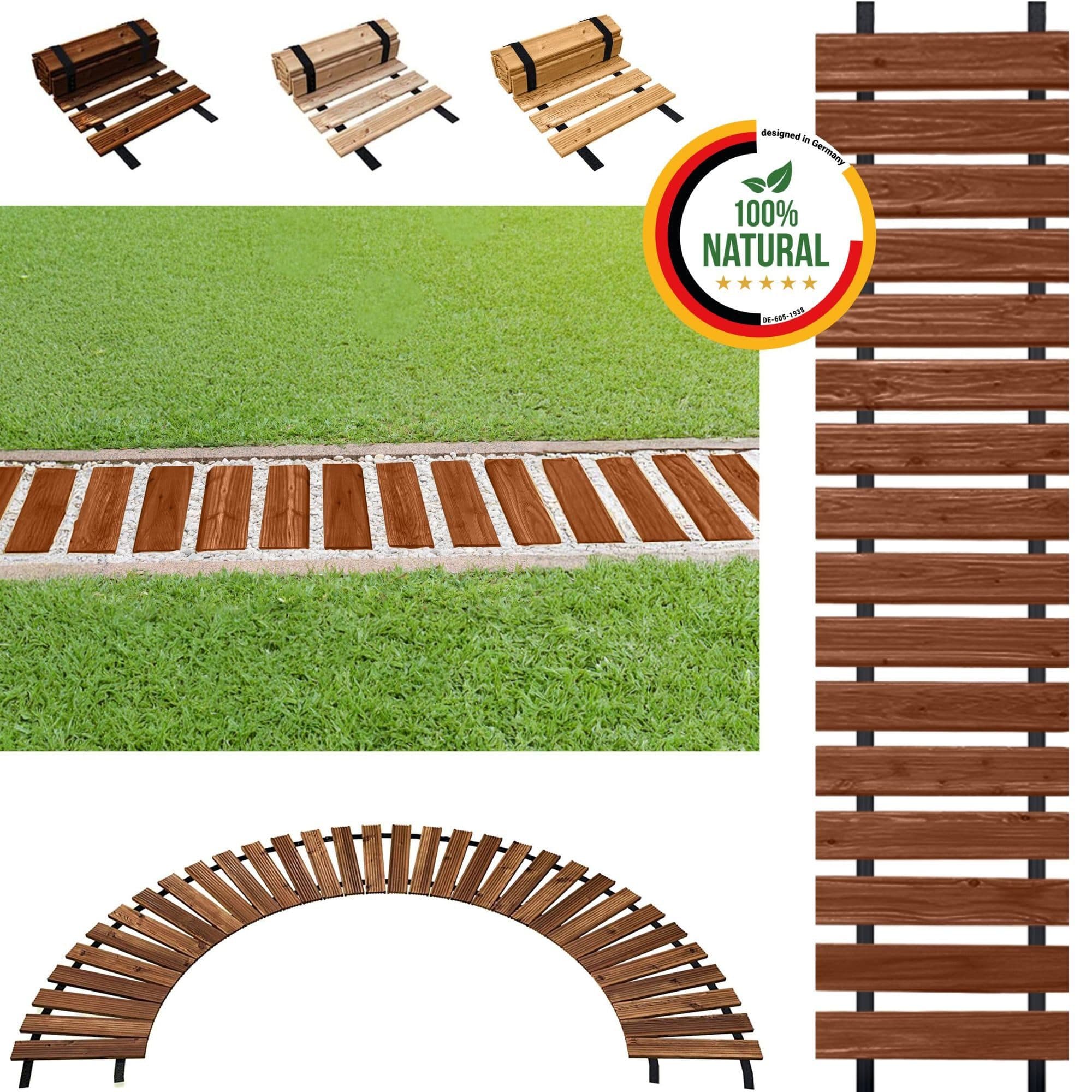 Floranica Gartenweg aus Lärchenholz Braun Rollweg rutschfest - Bild 2