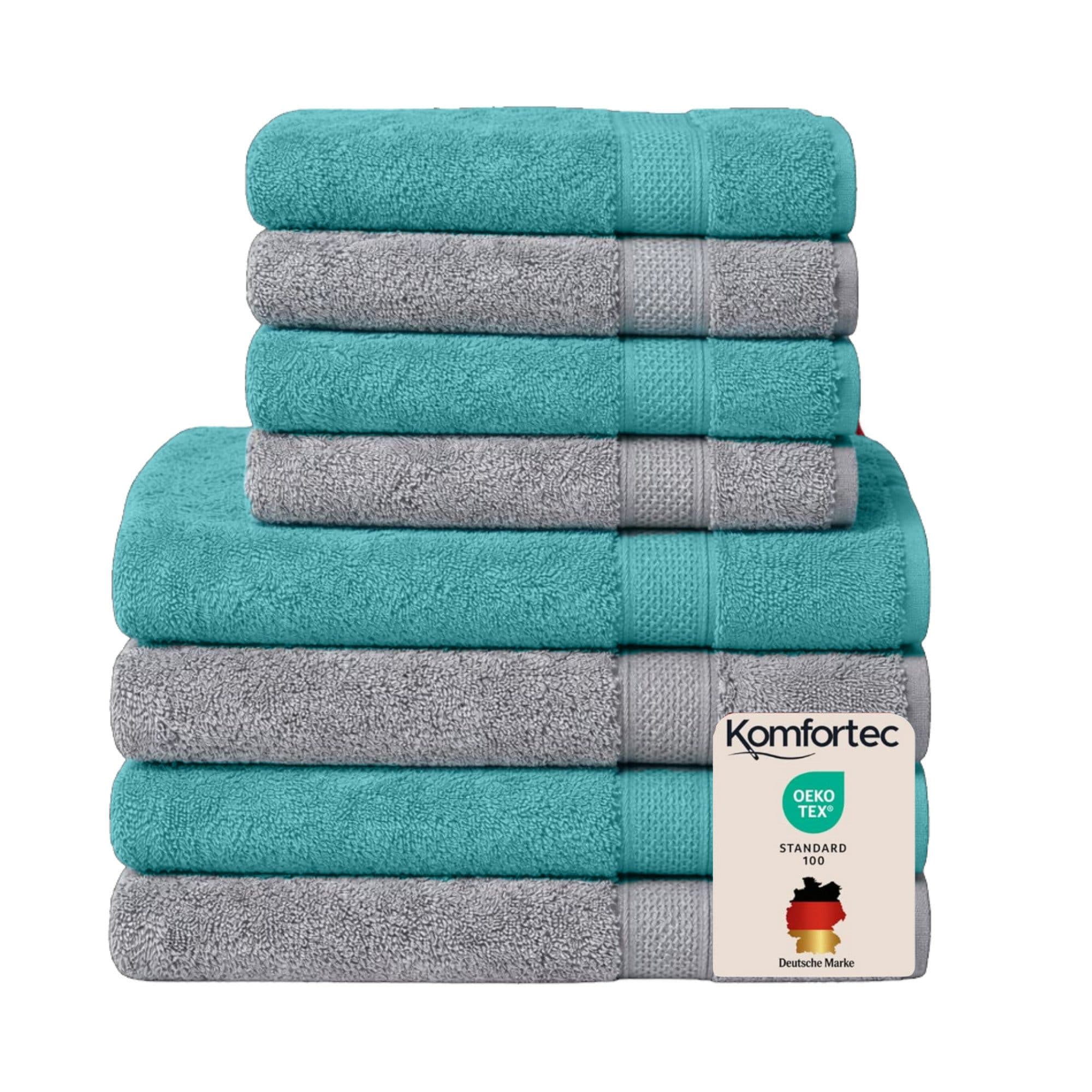 Komfortec Handtuch Set aus 100% Baumwolle, 4 Handtücher 50x100 cm und 4 Badetücher 70x140 cm, Frottee