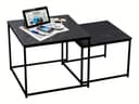 BIGTREE Couchtisch 2er Set Modern Industrial Metall Holz Schwarz Bild 2