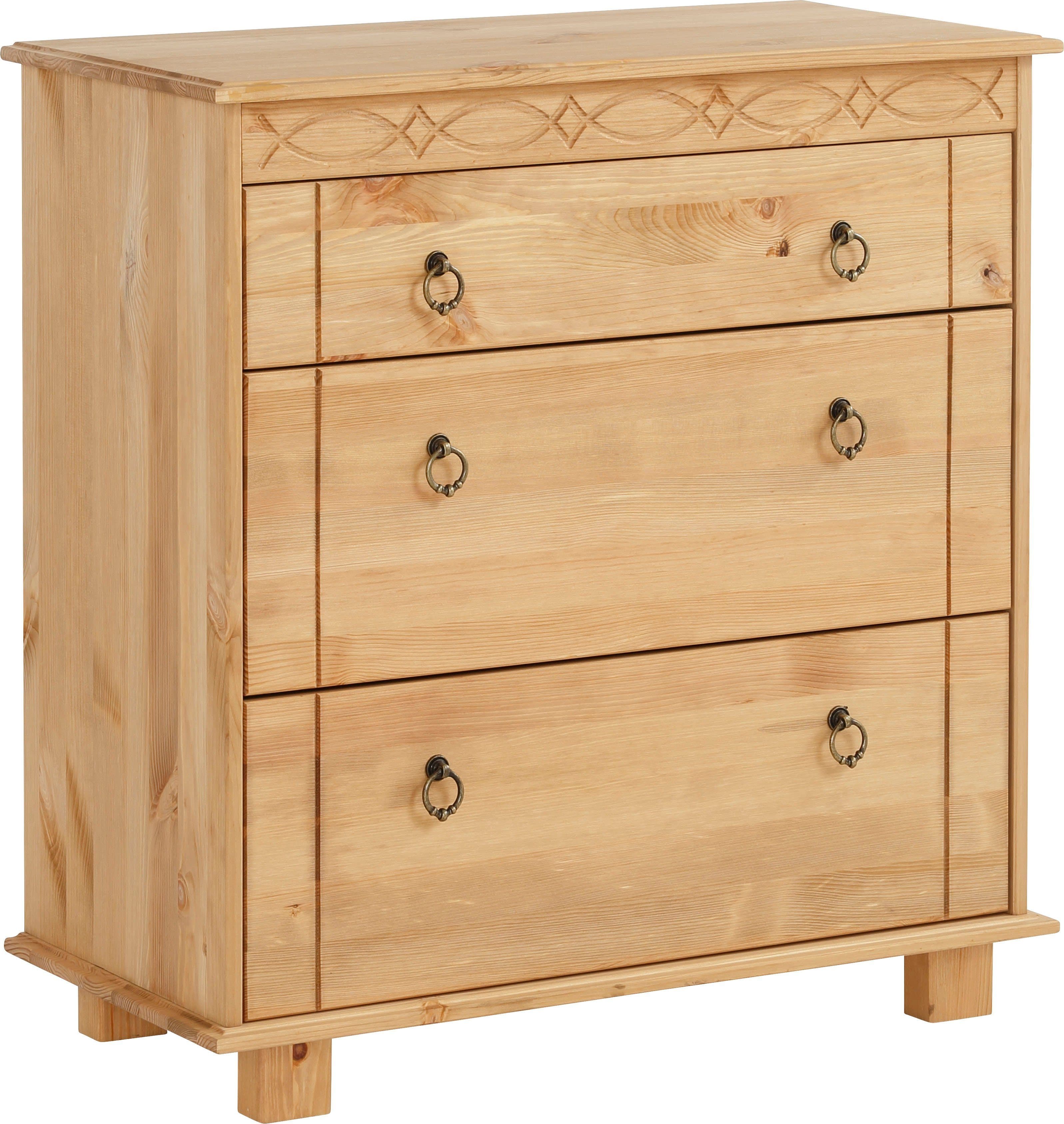 OTTO HOME Kommode Indra Massivholz Kiefer Beige 3 Schubladen - Bild 2