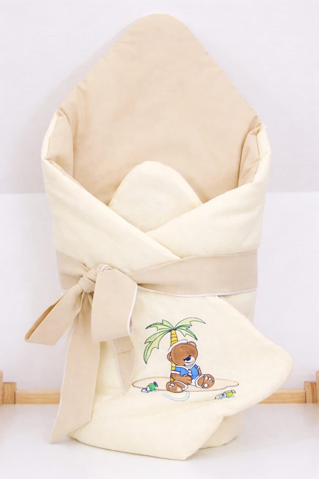 Baby-Delux Einschlagdecke Baumwolle Beige/Weiß 80x80 cm