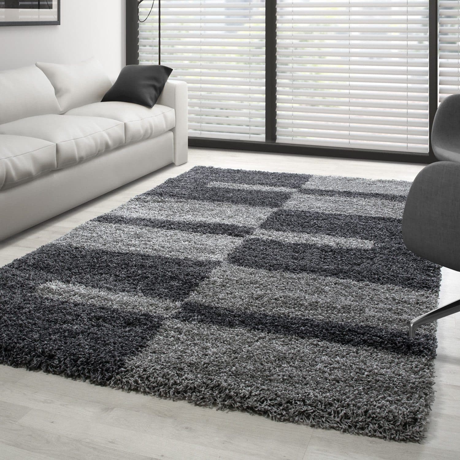 Carpettex Hochflor-Teppich Kariert Design, Läufer, Höhe: 30 mm, Teppich Kariert Design Teppich im modern Stil Teppich Wohnzimmer - Bild 2