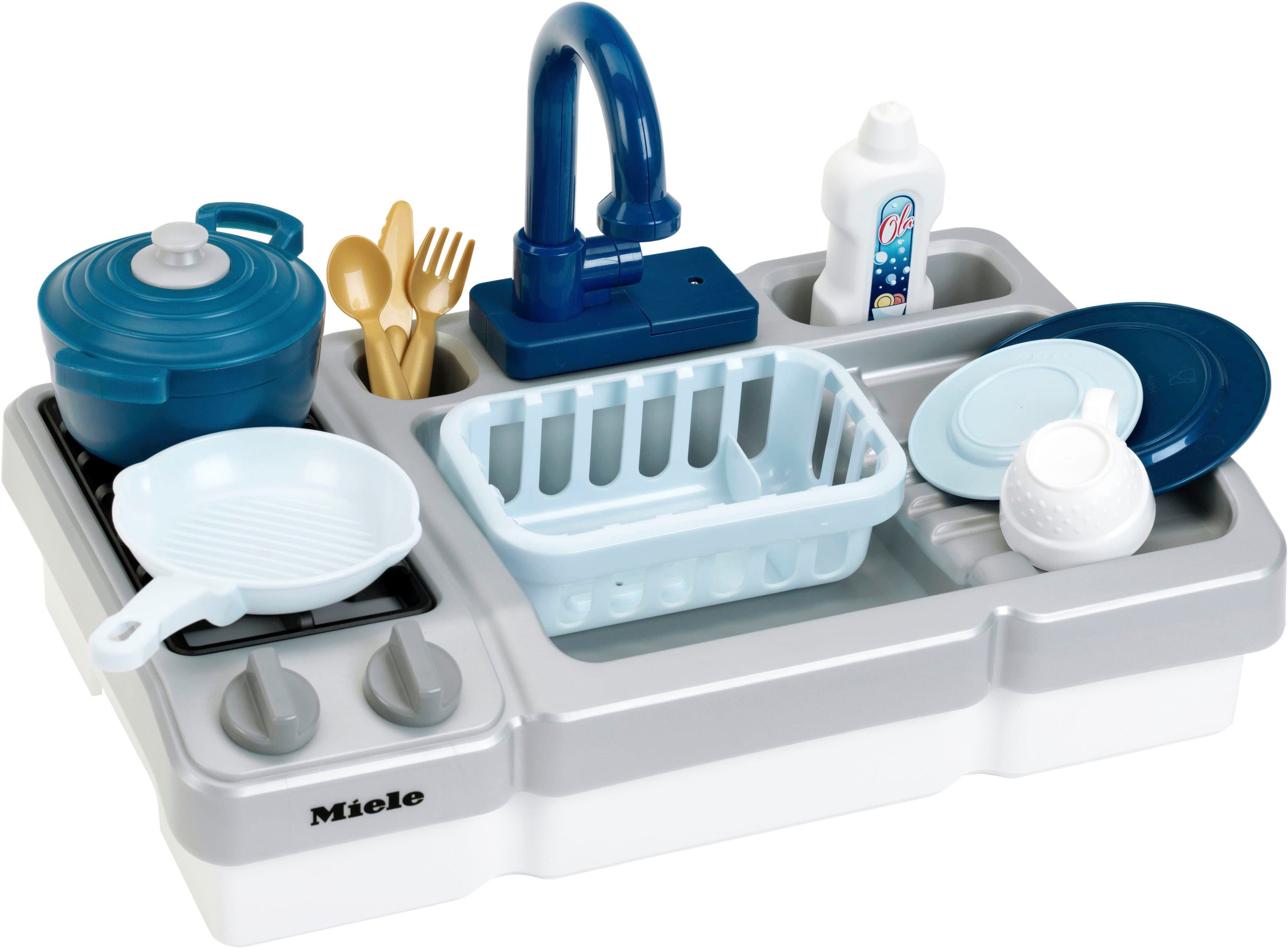 KLEIN Spielküche Miele Spüle mit Wasserfunktion und Kochfeld Weiß - Bild 2
