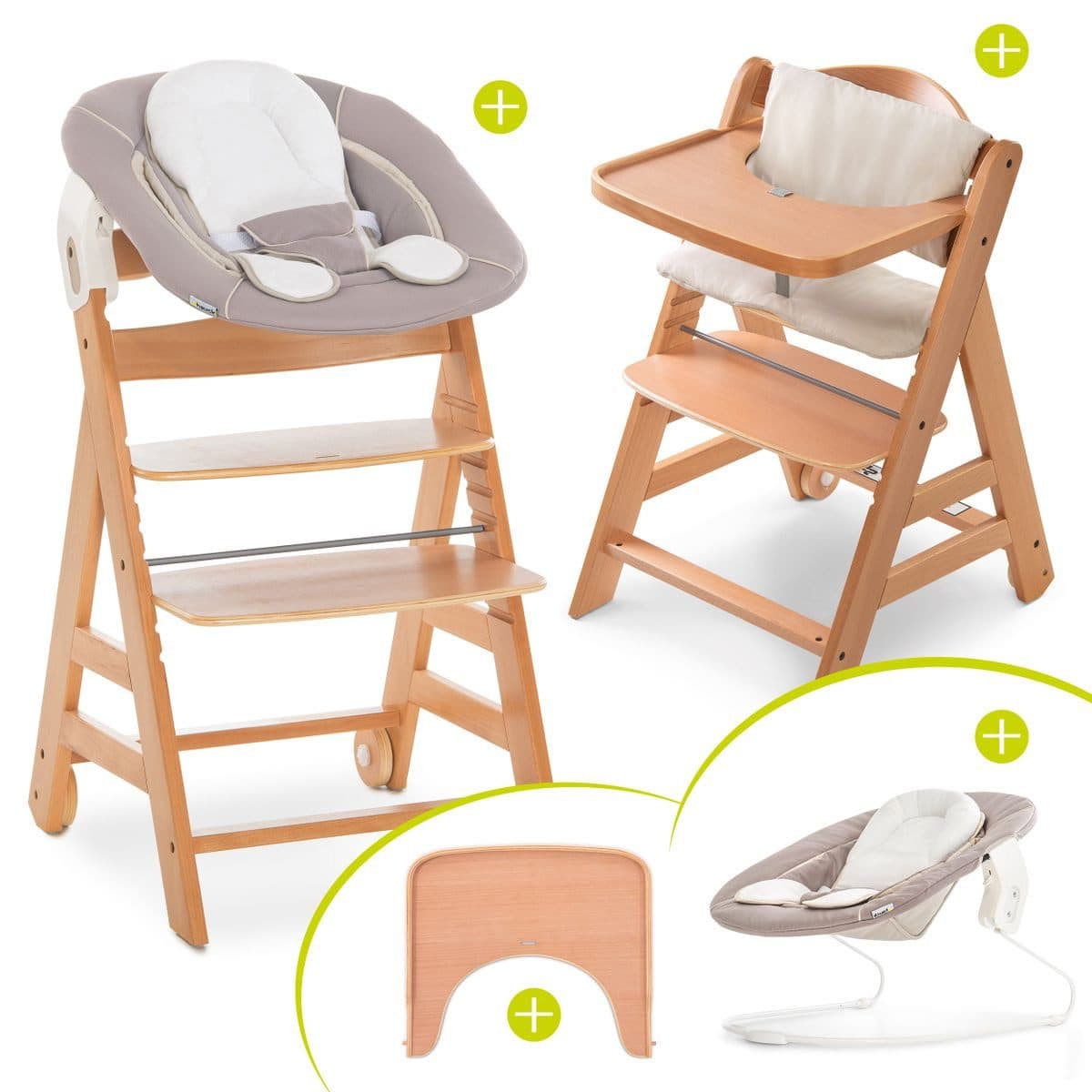 Hauck Hochstuhl Move Natur Newborn Set - Babystuhl ab Geburt inkl. Aufsatz - Bild 2