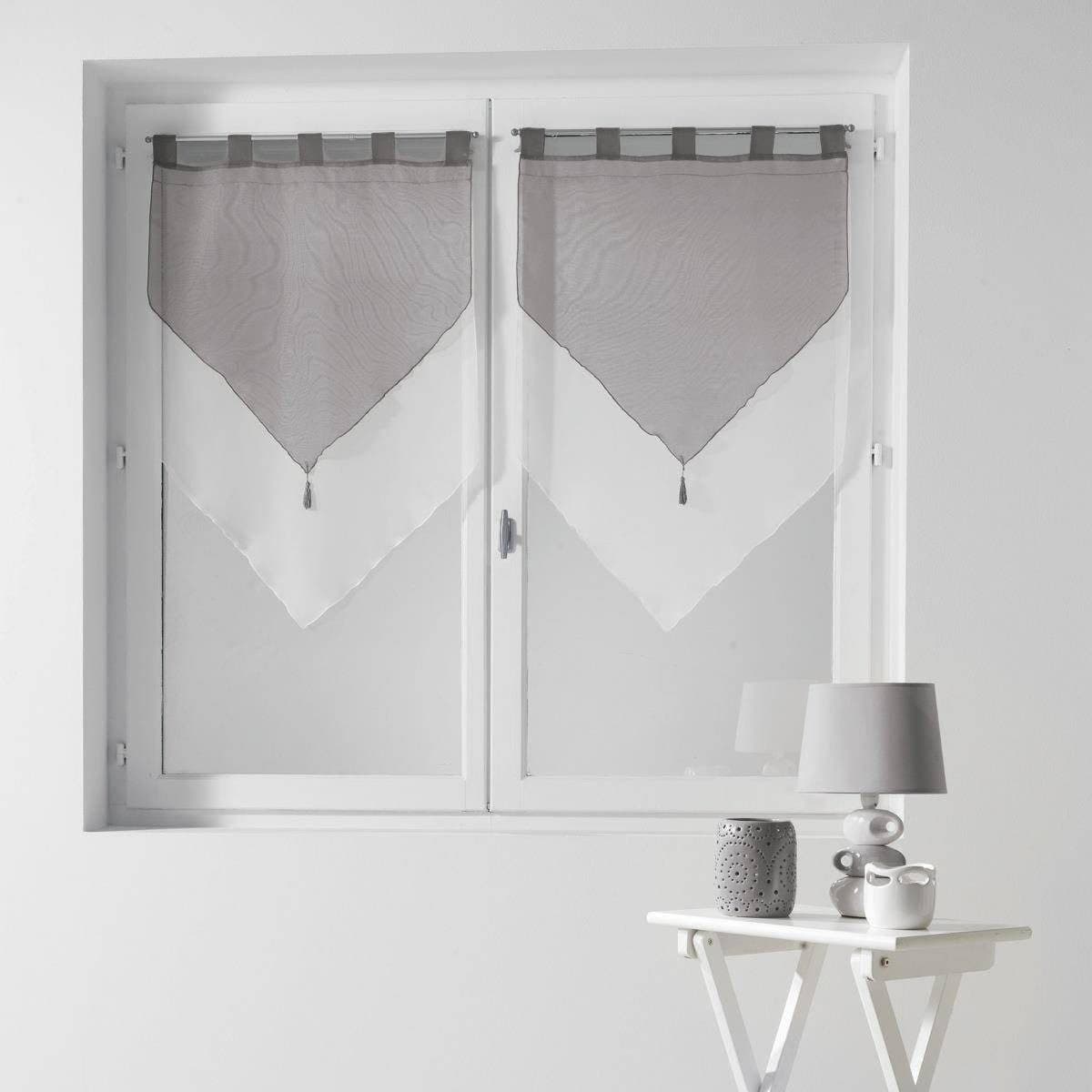 Douceur d'intérieur Gardine Kurze Gardinen DUO mit Schlaufen und Fransen Voile 2er-Set modern