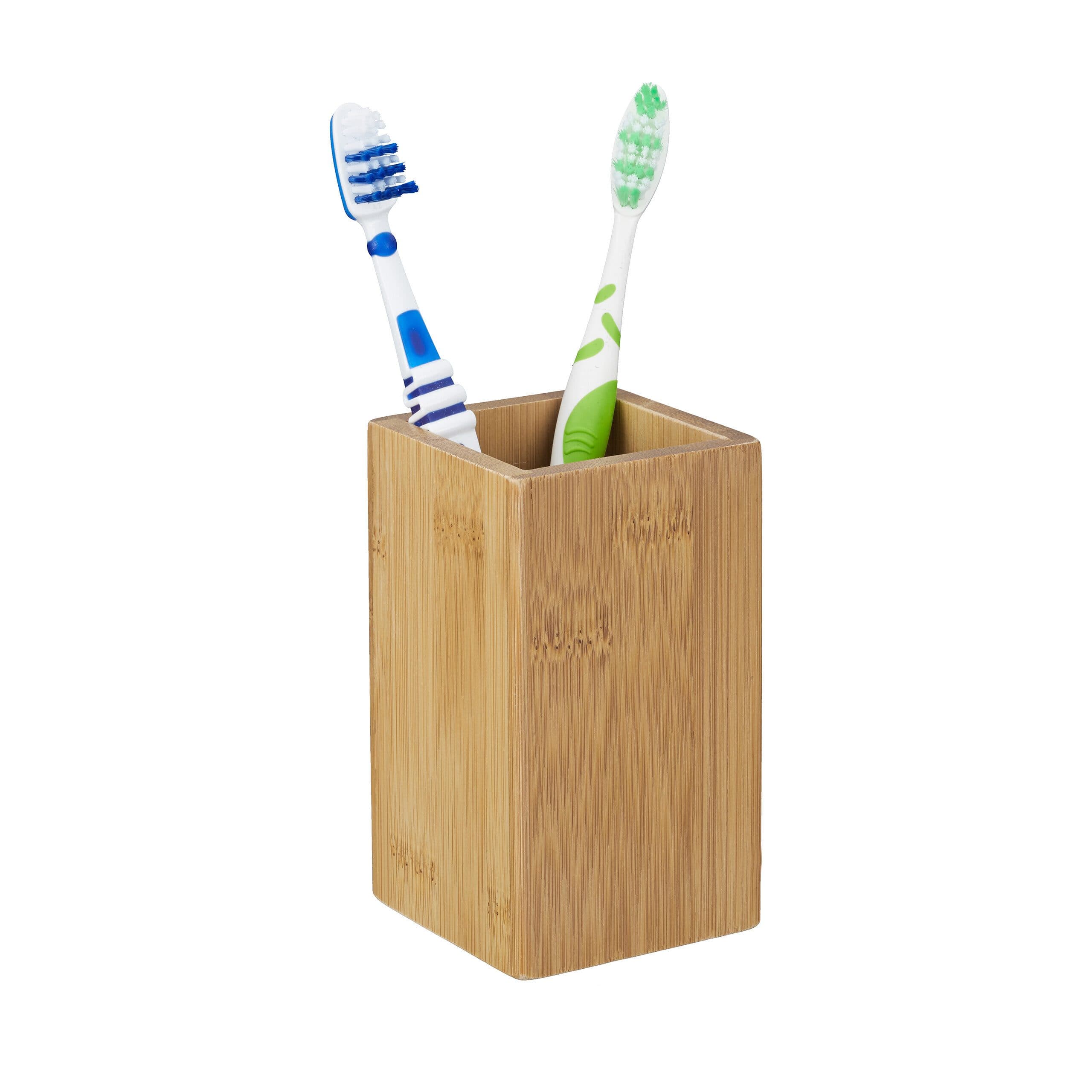 relaxdays Zahnputzbecher 2x Bambus Braun Hygienisch PU-beschichtet - Bild 2