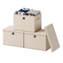 SONGMICS Aufbewahrungsbox 3er Set mit Deckel und Griffen Sand Bild 2