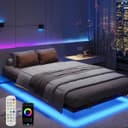 oyajia Doppelbett 140x200cm LED-Bettrahmen Modern Metallbett Schwarz Bild 2