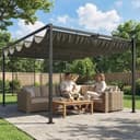 Outsunny Pergola mit Schiebedach, 2 Sichtschutz, Dunkelgrau Bild 2