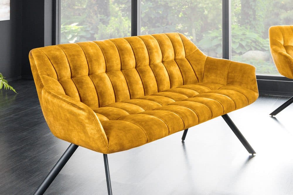 riess-ambiente Sitzbank PAPILLON Senfgelb Schwarz Samt Metall - Bild 2