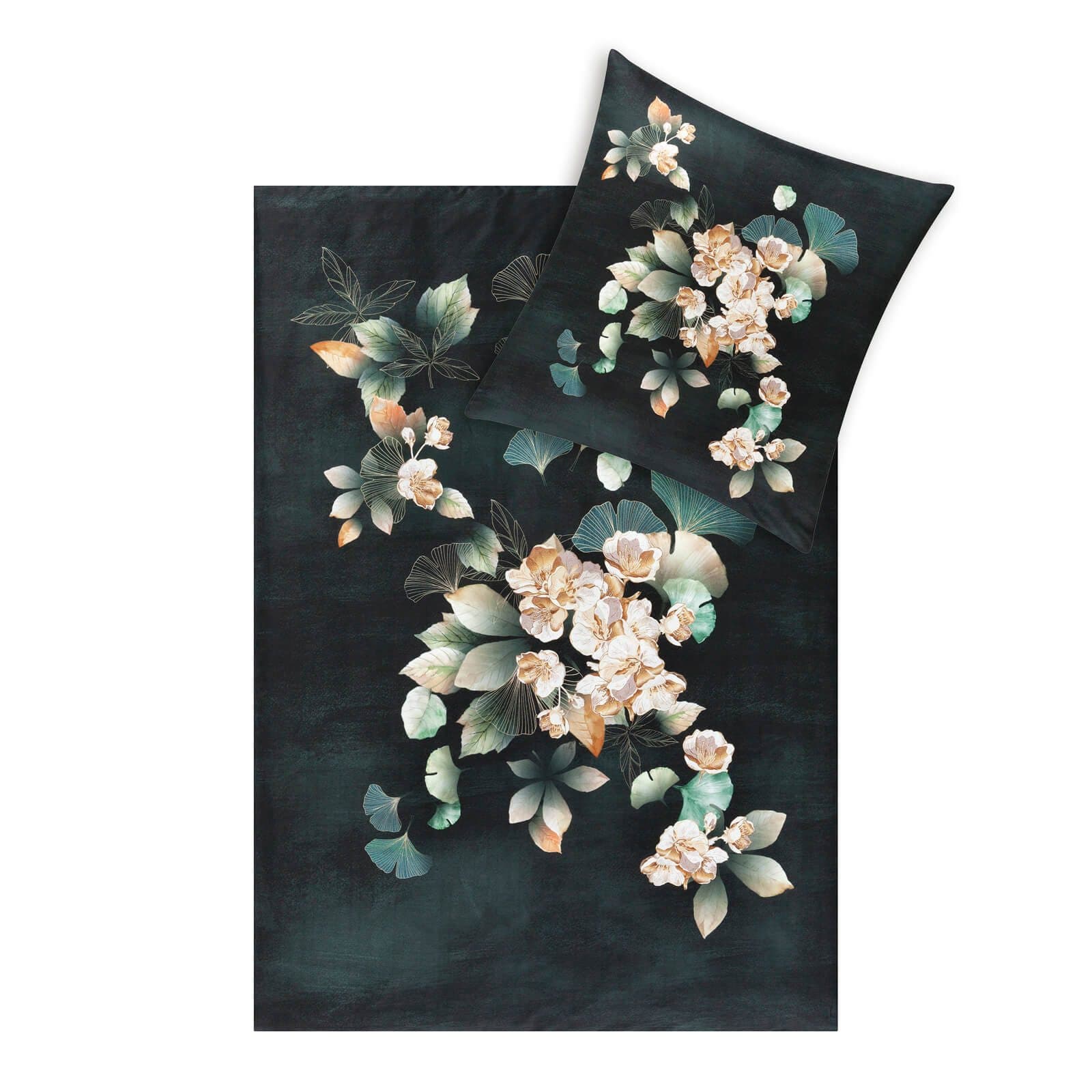 Estella Bettwäsche Ginkgo Tanne Mako-Satin 2-teilig Floral Grün - Bild 2