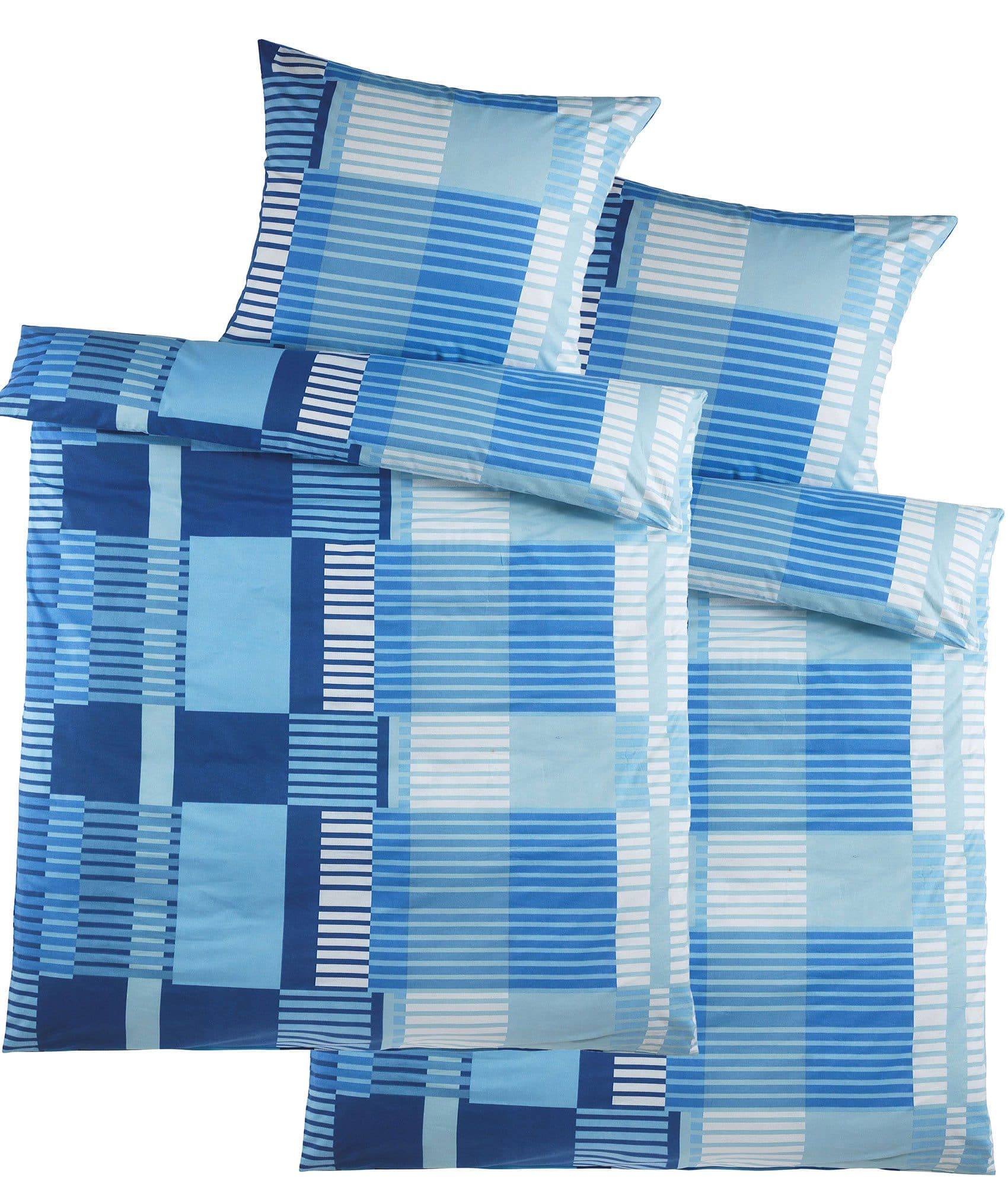 KH-Haushaltshandel Bettwäsche 4-tlg. Biber Winter Bettwäsche Blau Karo - Bild 2
