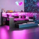 REDOM Schlafsofa mit Schreibtisch, LED-Beleuchtung und Stauraum Bild 2