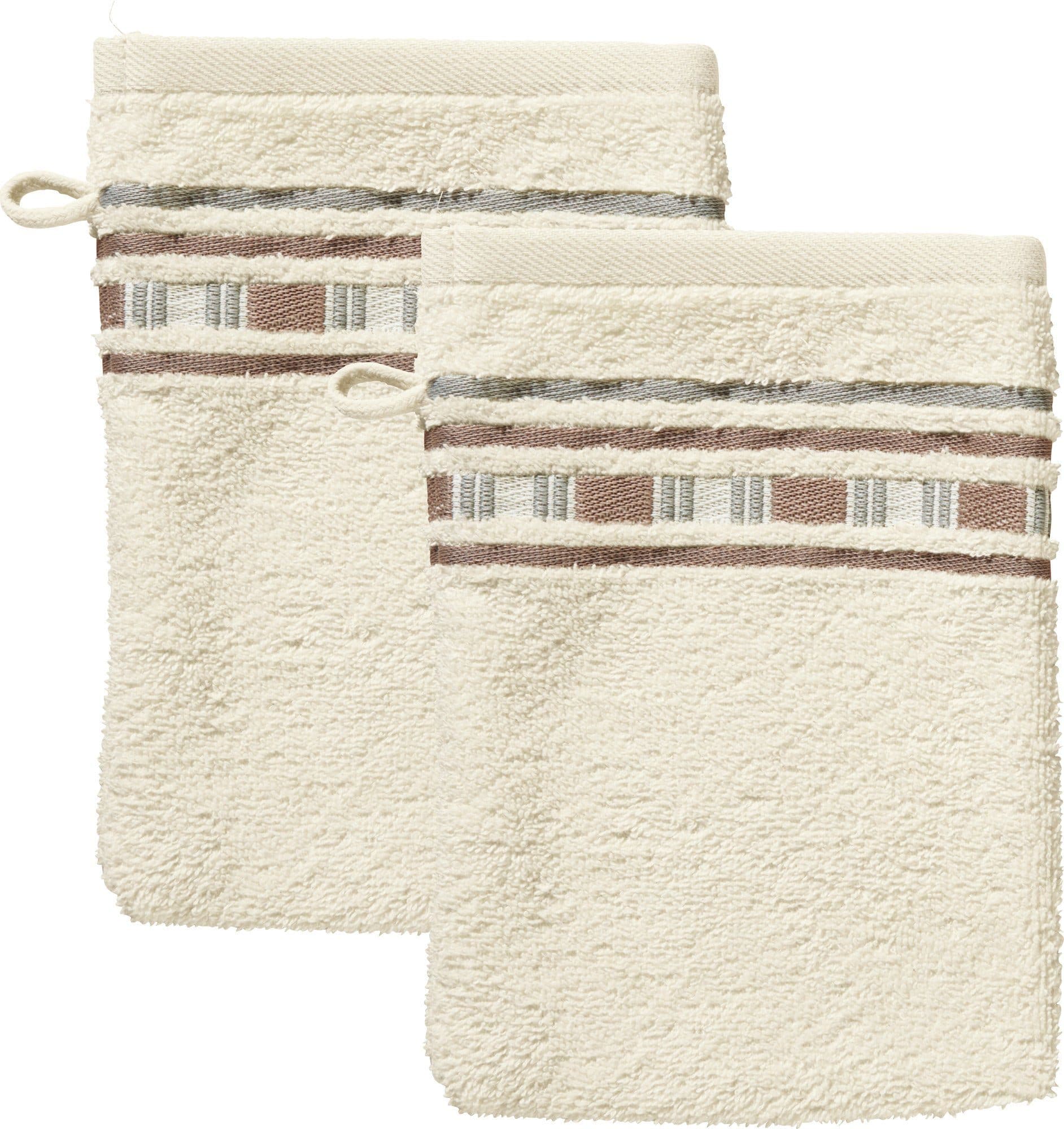Erwin Müller Waschhandschuh "Achern" 2er-Pack Frottier Uni Beige - Bild 2