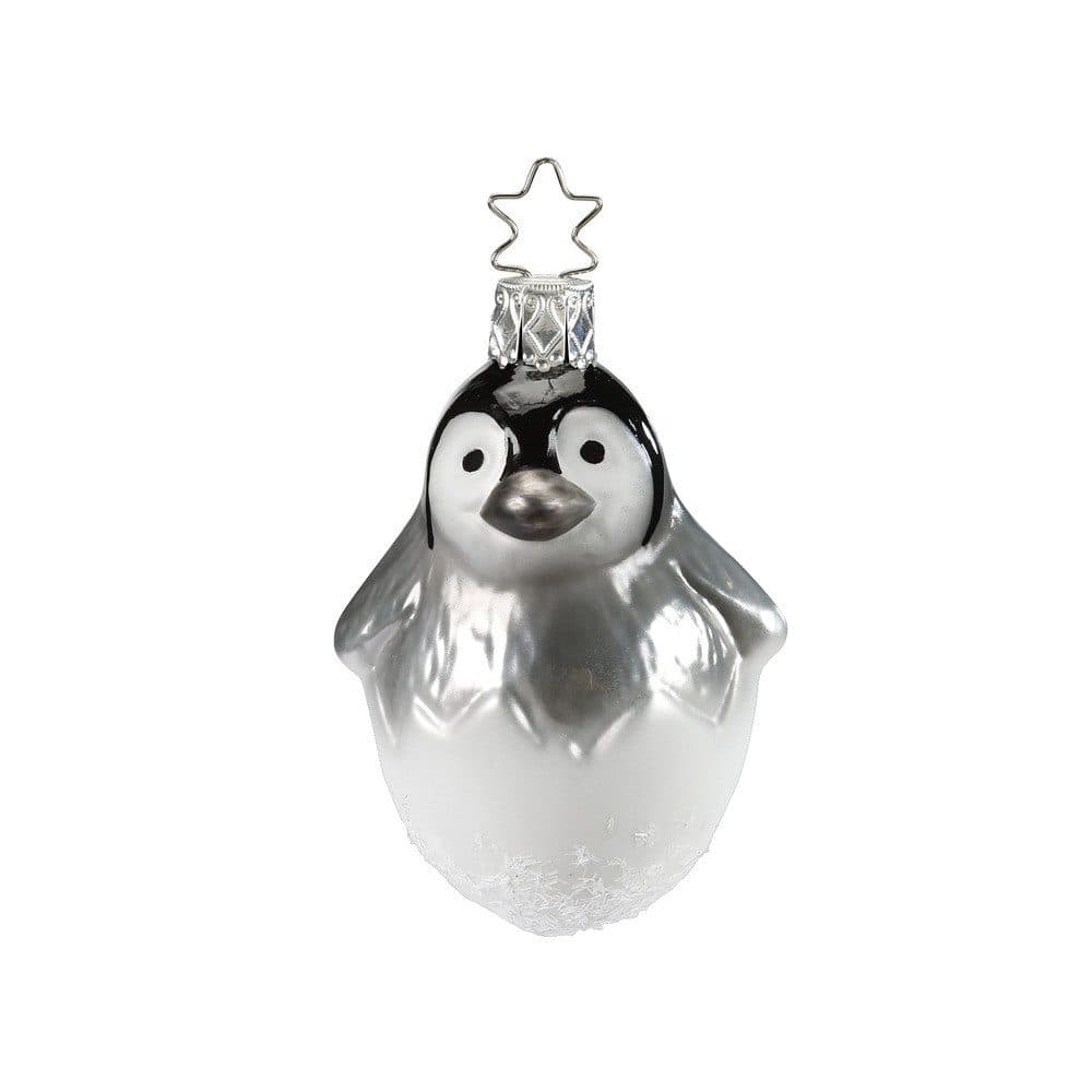 INGE-GLAS Christbaumschmuck Pinguin Baby 7,5cm Glas Grau/Silber
