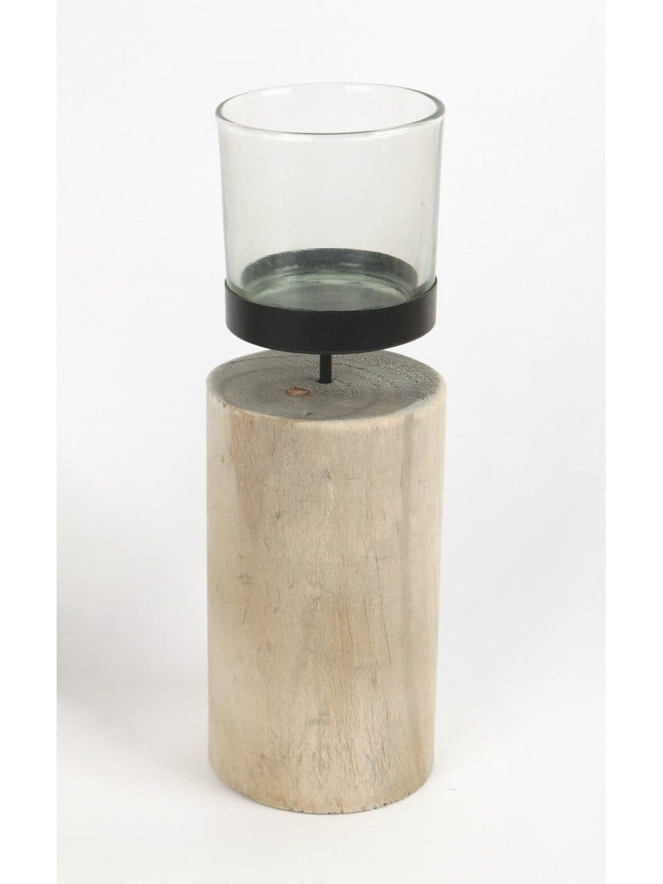 Trend Line Windlicht Holz Ø 26 cm Braun