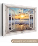 OneMillionCanvasses® Leinwandbild Strand - Aussicht - Sonnenuntergang - Landschaft - Meer - Natur Bild 2