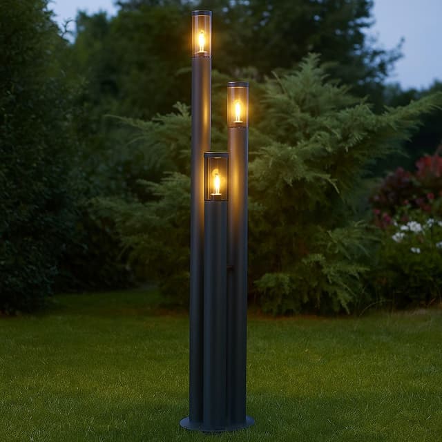 GLOBO LIGHTING Pollerleuchte Edelstahl Anthrazit Außenlampe Gartenleuchte