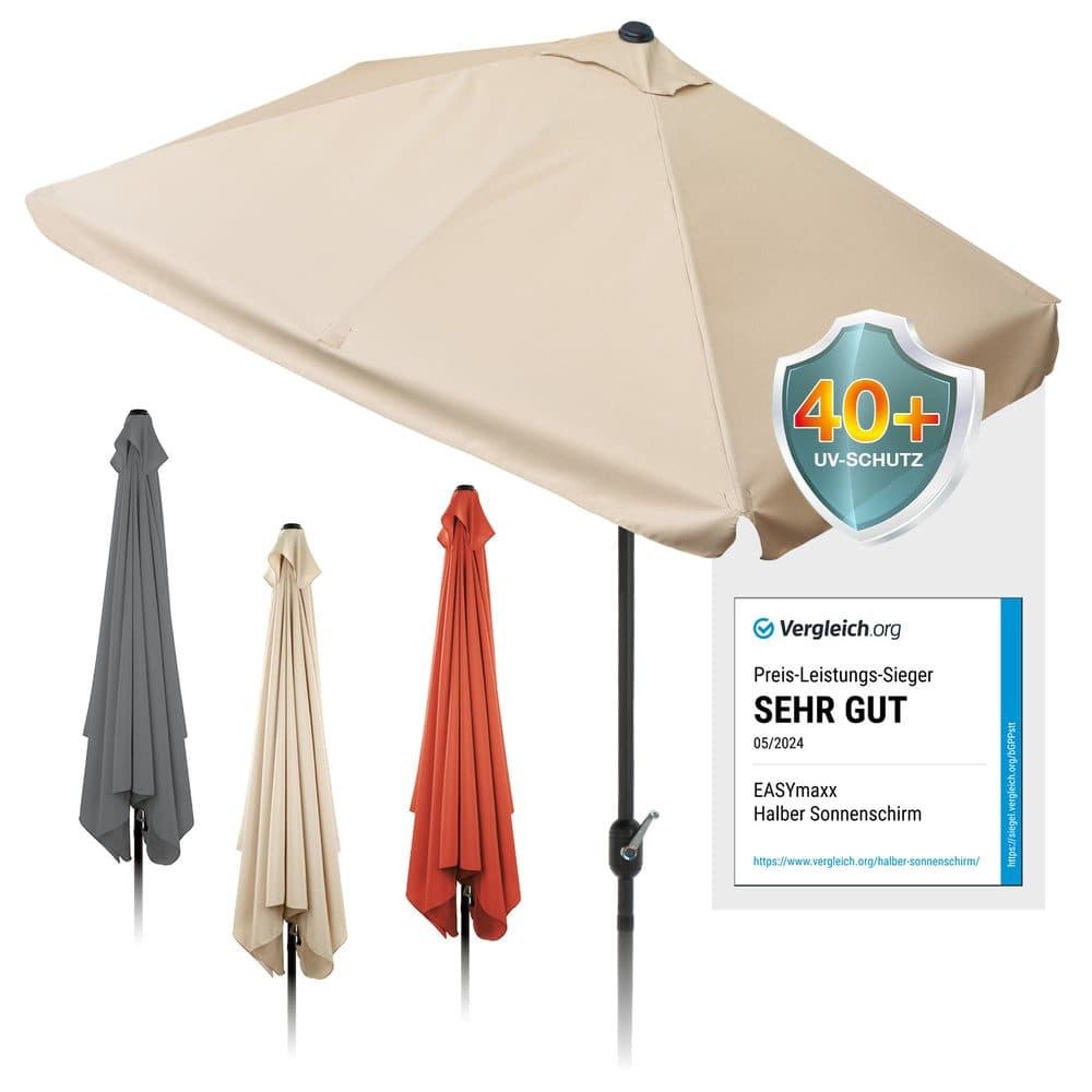 EASYmaxx Sonnenschirm Rechteckig 230x140 cm Beige UV-Schutz 40+ - Bild 2