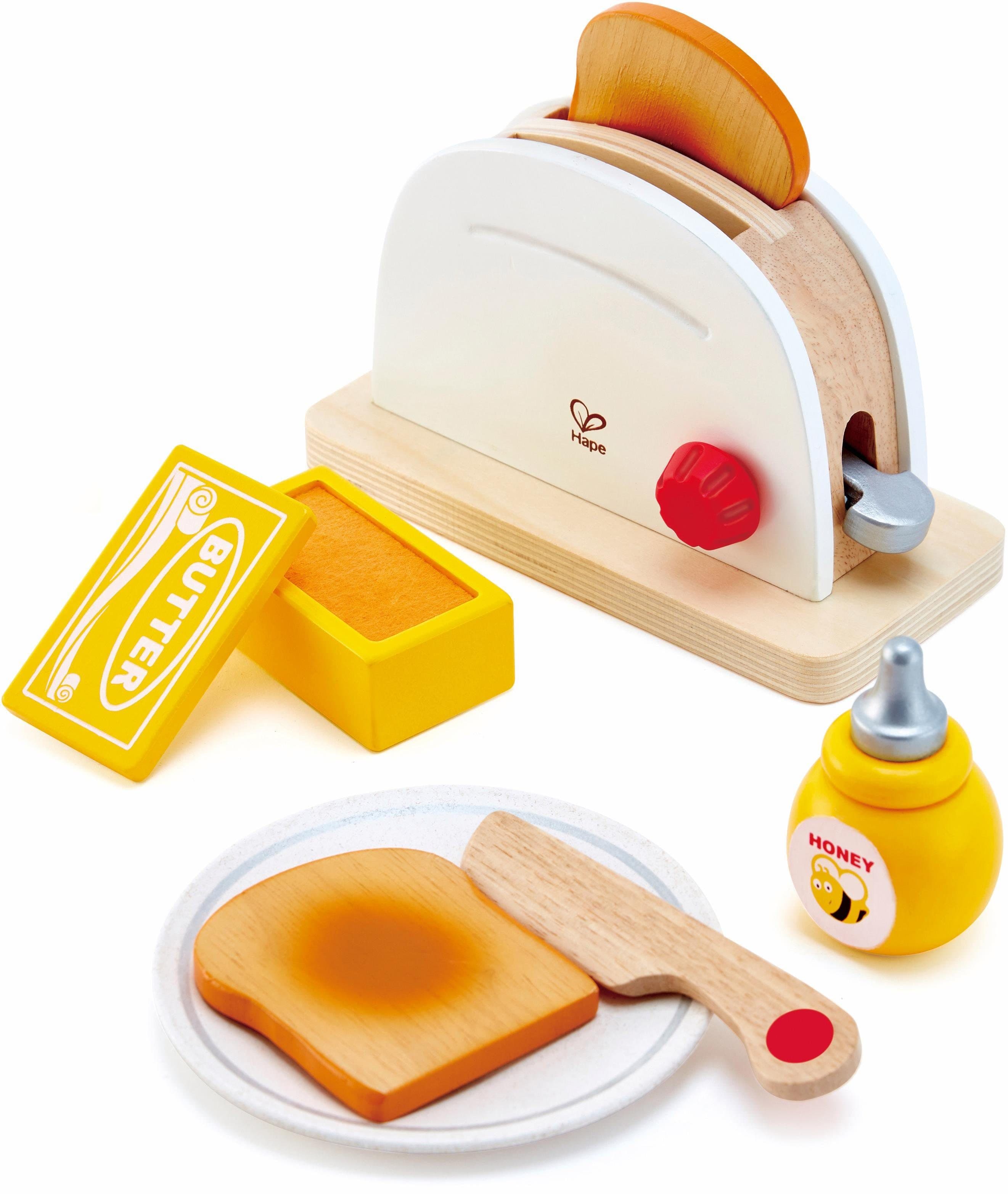 Hape Pop-Up-Toaster-Set 7-tlg. Holz Spielzeug Kinderküche Gelb - Bild 2