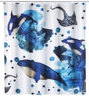 WENKO Duschvorhang Aquaris Blau Batik-Optik Polyester Bild 2