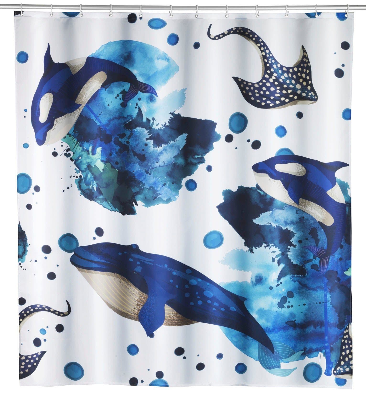 WENKO Duschvorhang Aquaris Blau Batik-Optik Polyester - Bild 2