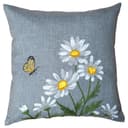 Tischdecke und Kissenhülle im Leinen-Optik Design mit Blumenmuster Bild 2