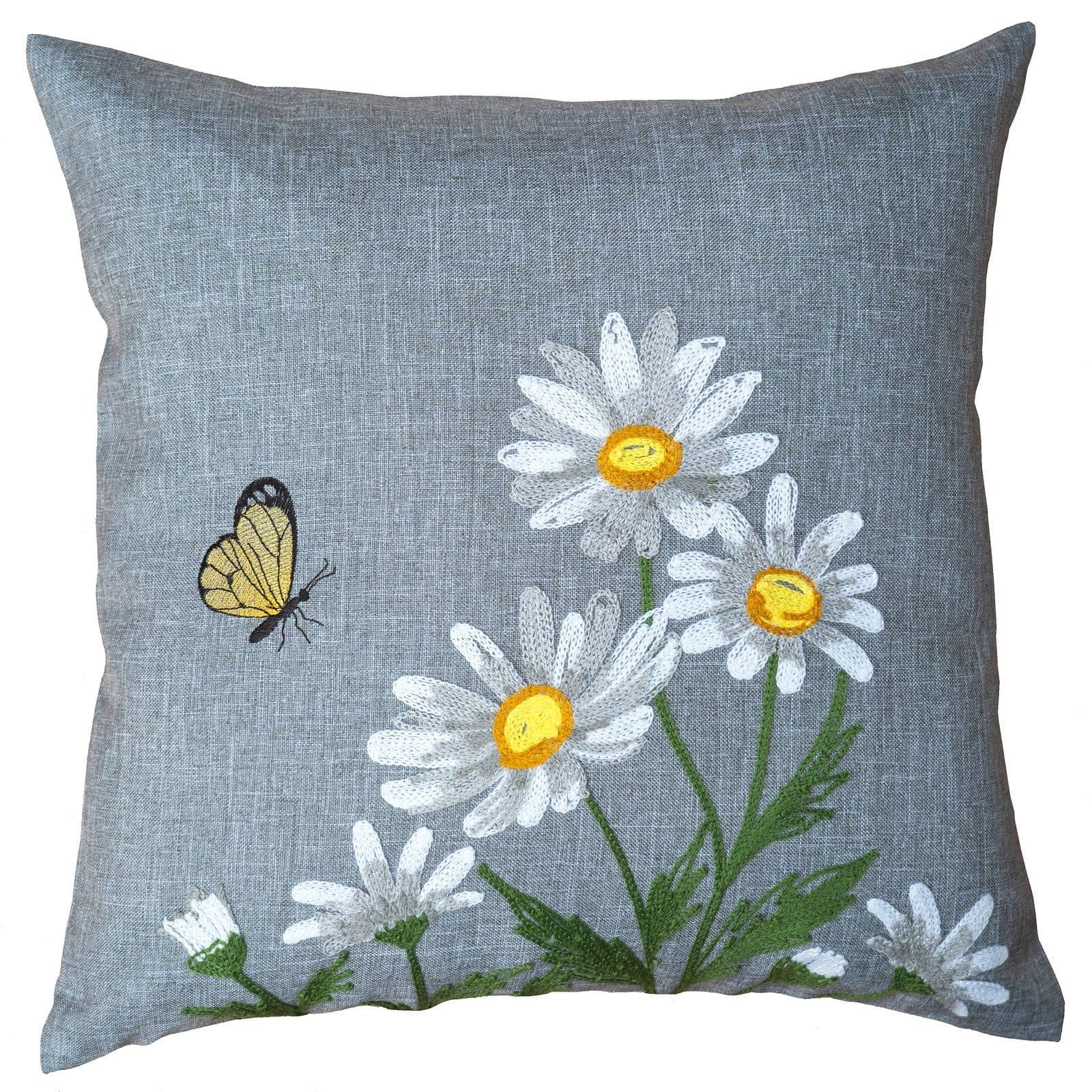 Tischdecke und Kissenhülle im Leinen-Optik Design mit Blumenmuster - Bild 2