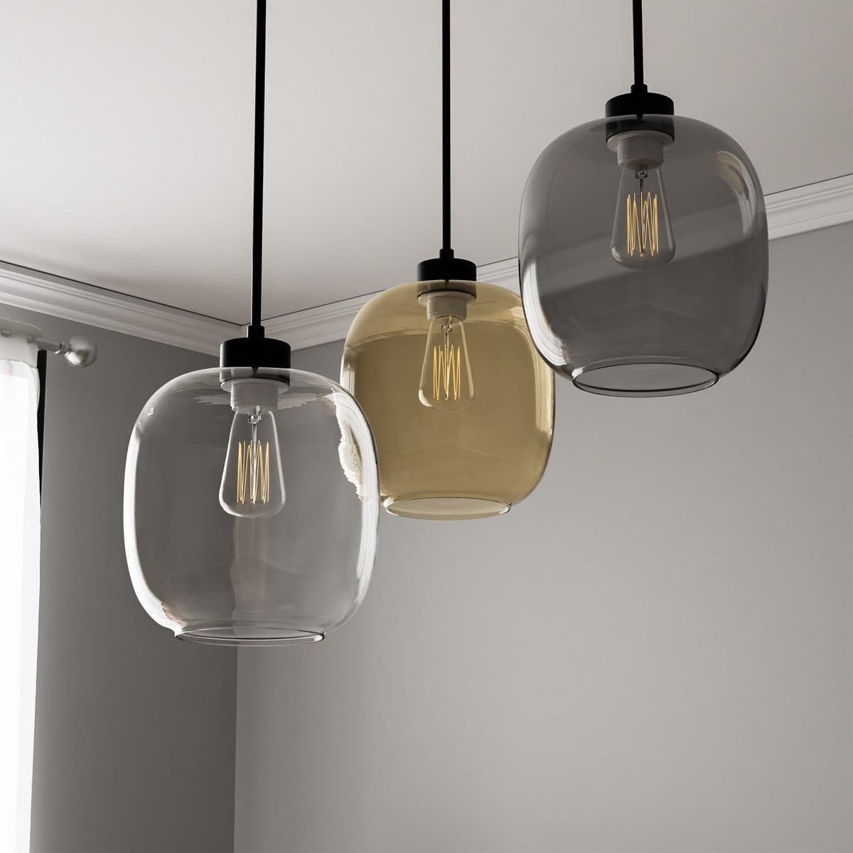 Liadomo Pendelleuchte Magellan Skandi-Look Glas Braun Transparent - Bild 2