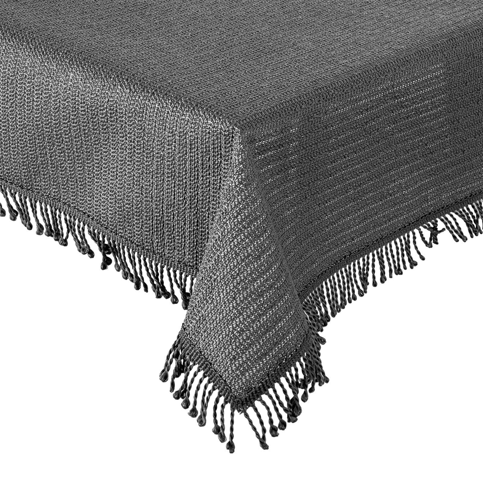Haus und Deko Tischdecke Outdoor PVC Grau mit Fransen - Bild 2