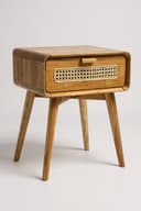 FaHome Beistelltisch Teak massiv mit Rattan-Schublade Bild 2