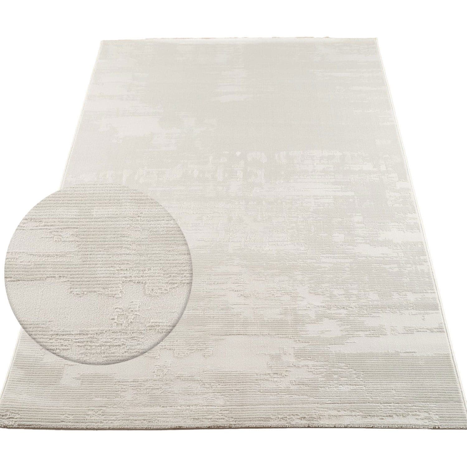 Carpetilla Teppich Kurzflor Creme Modern 3D Muster Wohnzimmer - Bild 2