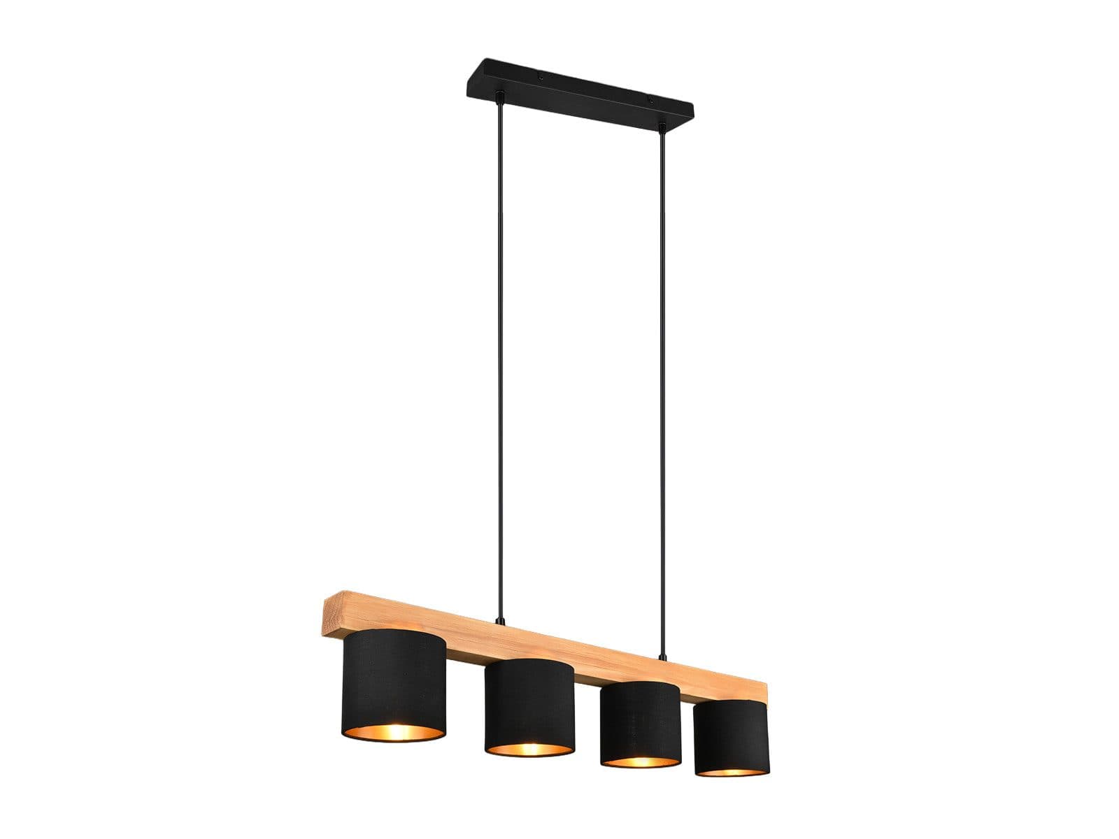 Reality Leuchten LED Pendelleuchte Holz-Balken Schwarz/Gold Dimmbar - Bild 2