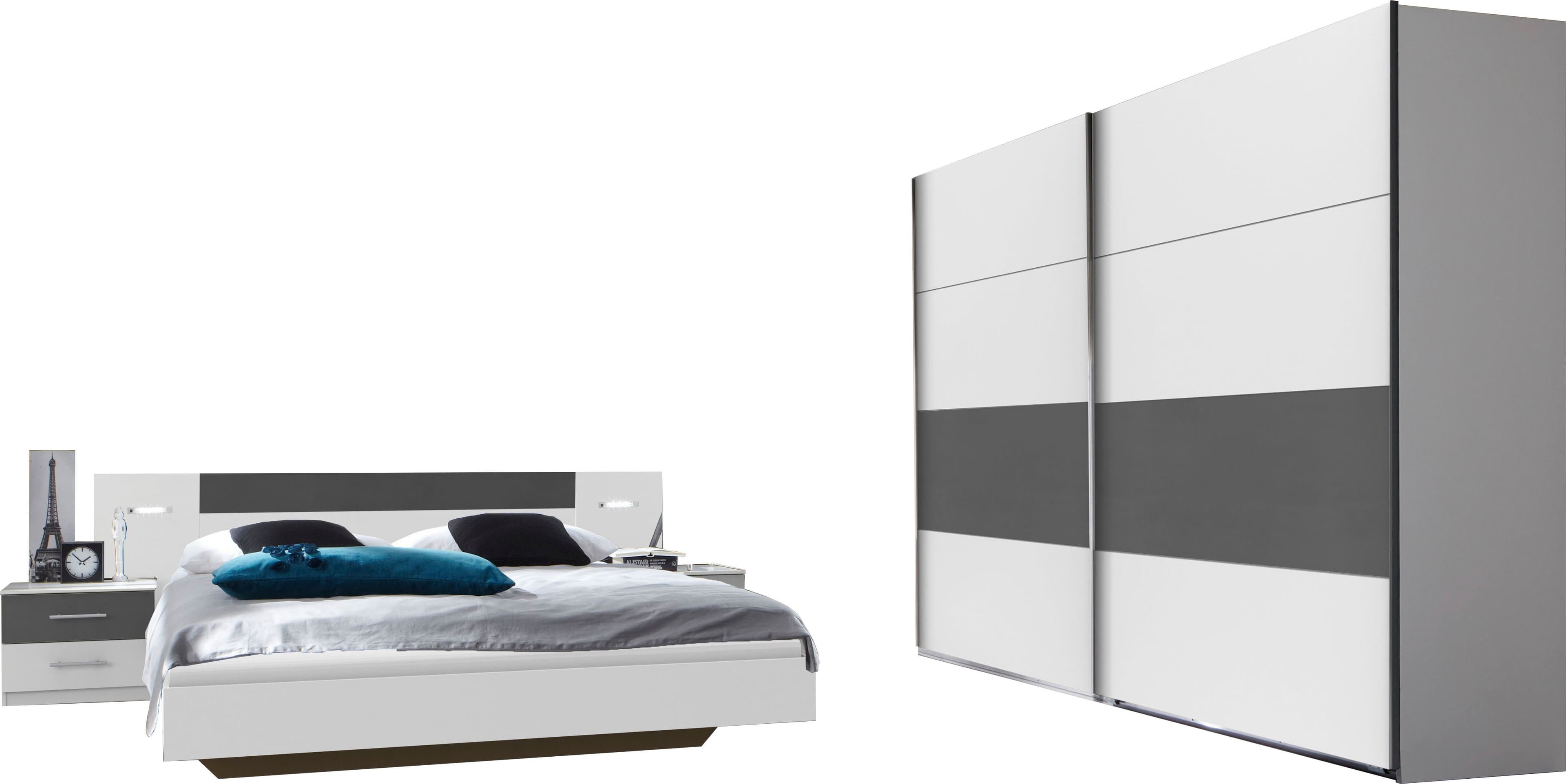 Wimex Schlafzimmer-Set Angie Weiß/Graphit mit Schwebetürenschrank - Bild 2