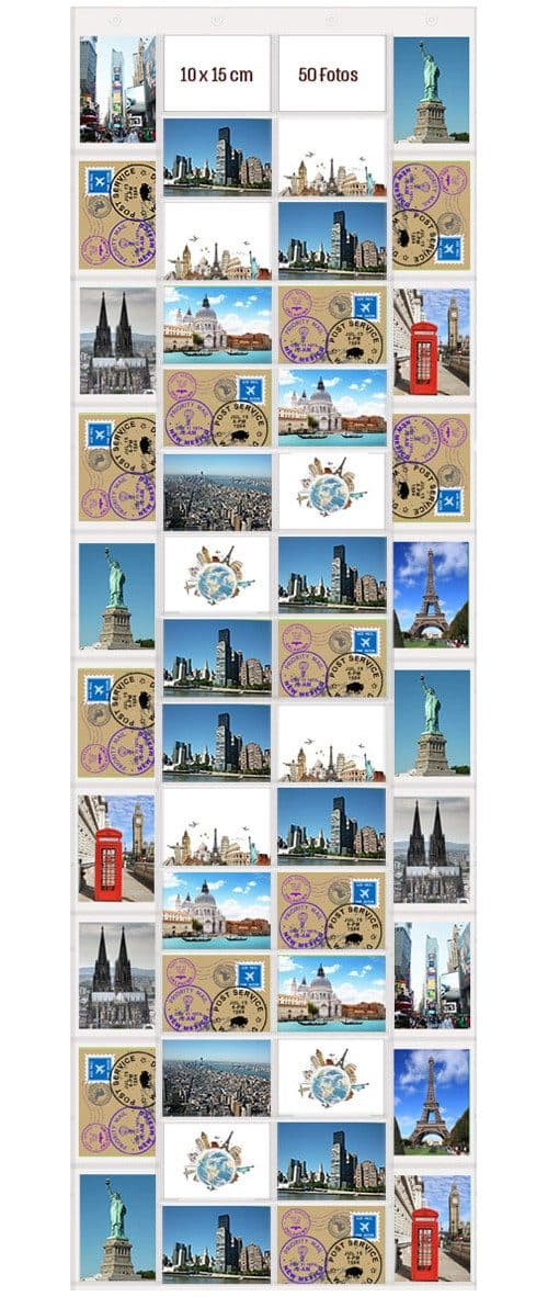 trendfinding Bilderrahmen Collage Fotovorhang für 50 Fotos 10x15 cm