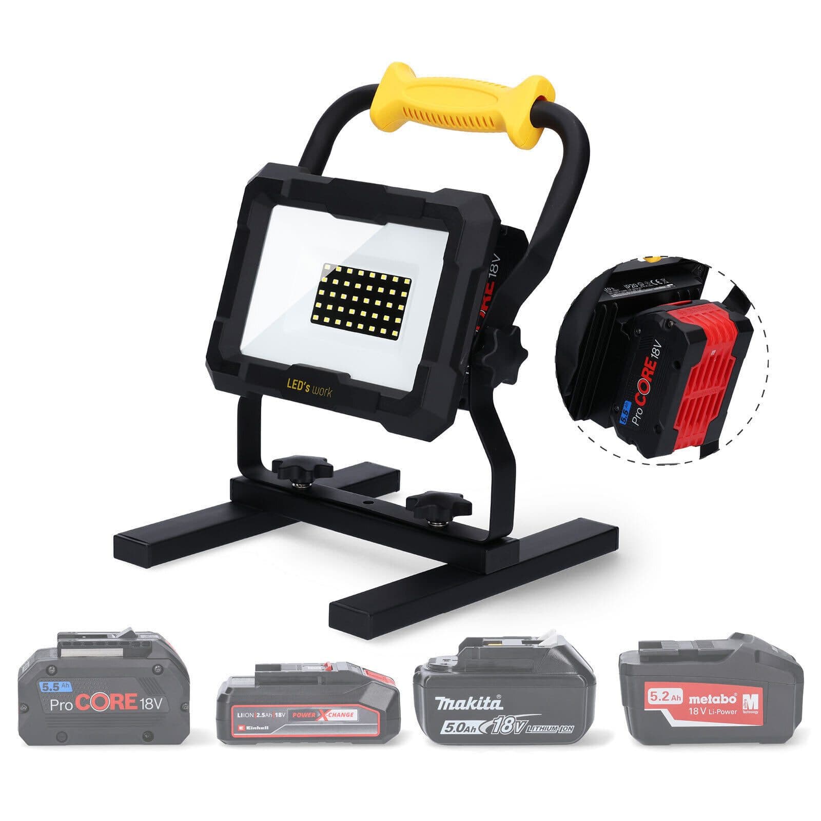 LED's work LED Arbeitsleuchte 300823 18V Baustrahler Schwarz Dimmbar - Bild 2