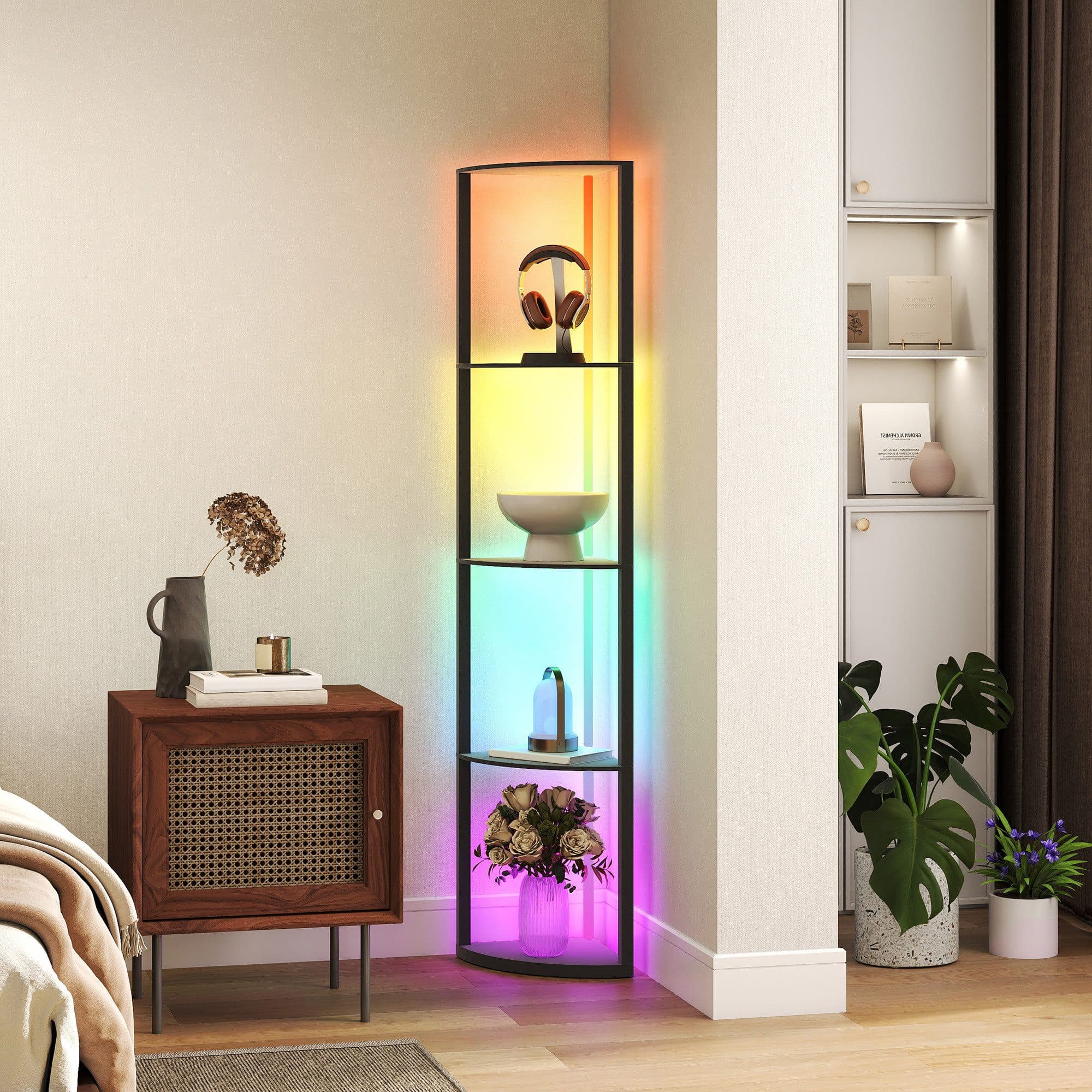 HOMCOM Stehlampe mit Regal Schwarz RGB LED Fernbedienung - Bild 2