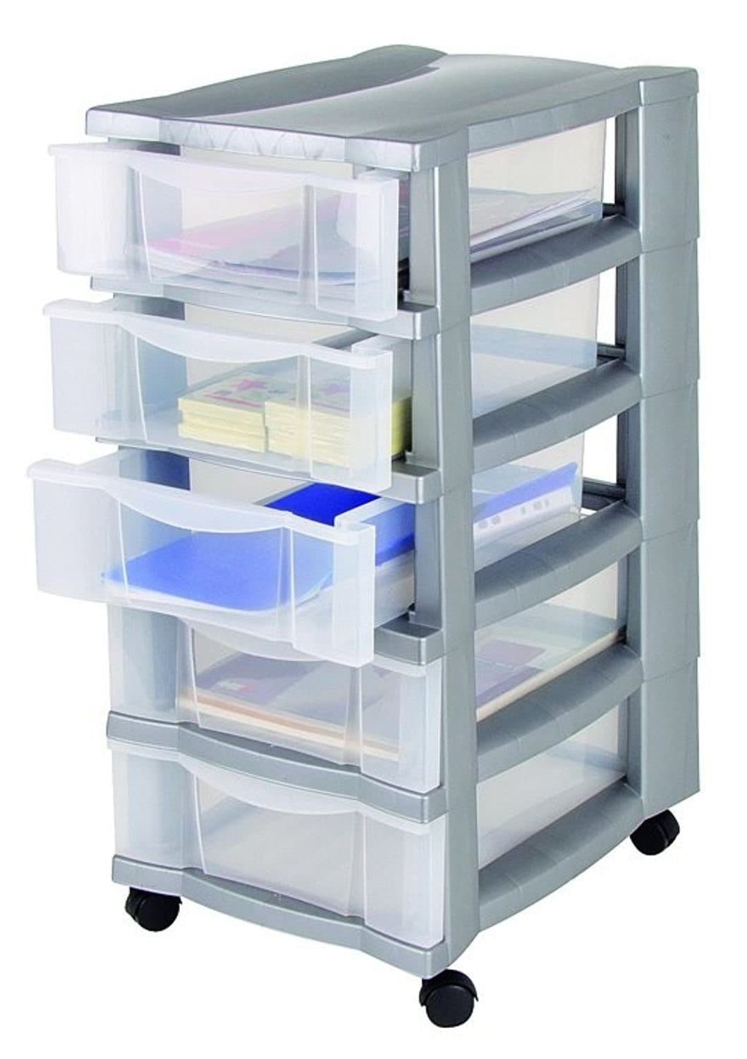 Jelenia Plast Rollcontainer 5 Schubladen Grau Bürocontainer