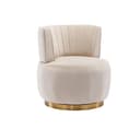 HAUSS SPOLE Drehstuhl 360°Polsterstuhl Relaxsessel Teddy-Bürostuhl, dicht Schaumstoff, Beige Bild 2