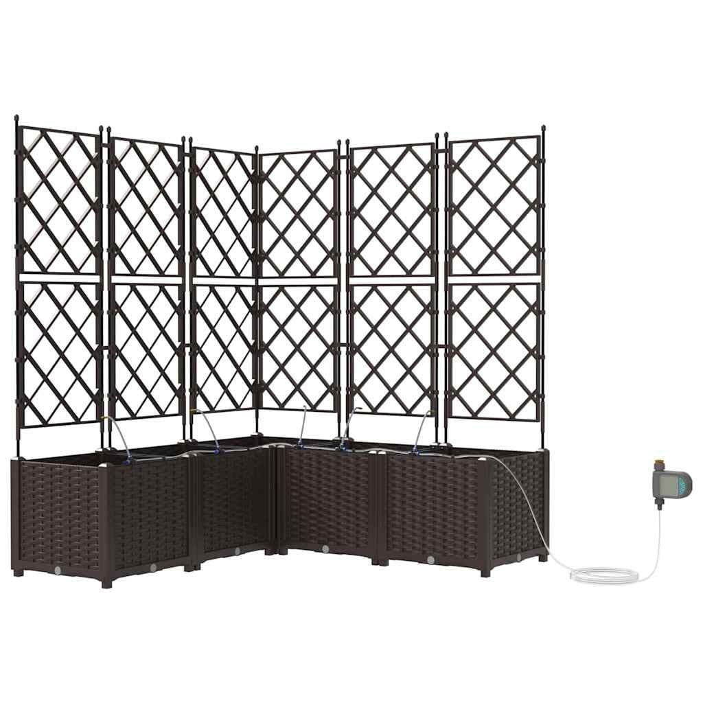 vidaXL Blumentopf Garten-Pflanzgefäß 5 pcs Braun Kunststoff - Bild 2