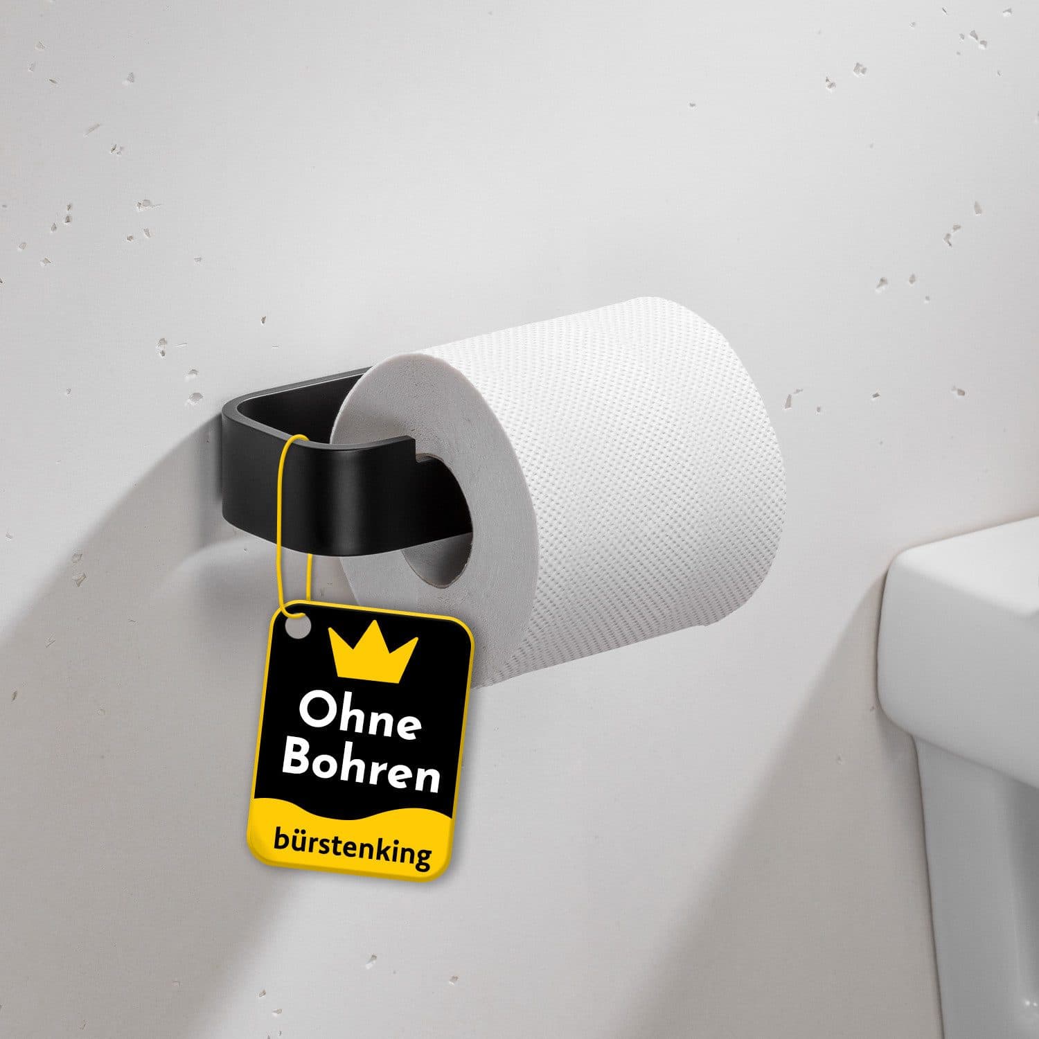 Bürstenking Toilettenpapierhalter ohne Bohren Aluminium Silber - Bild 2