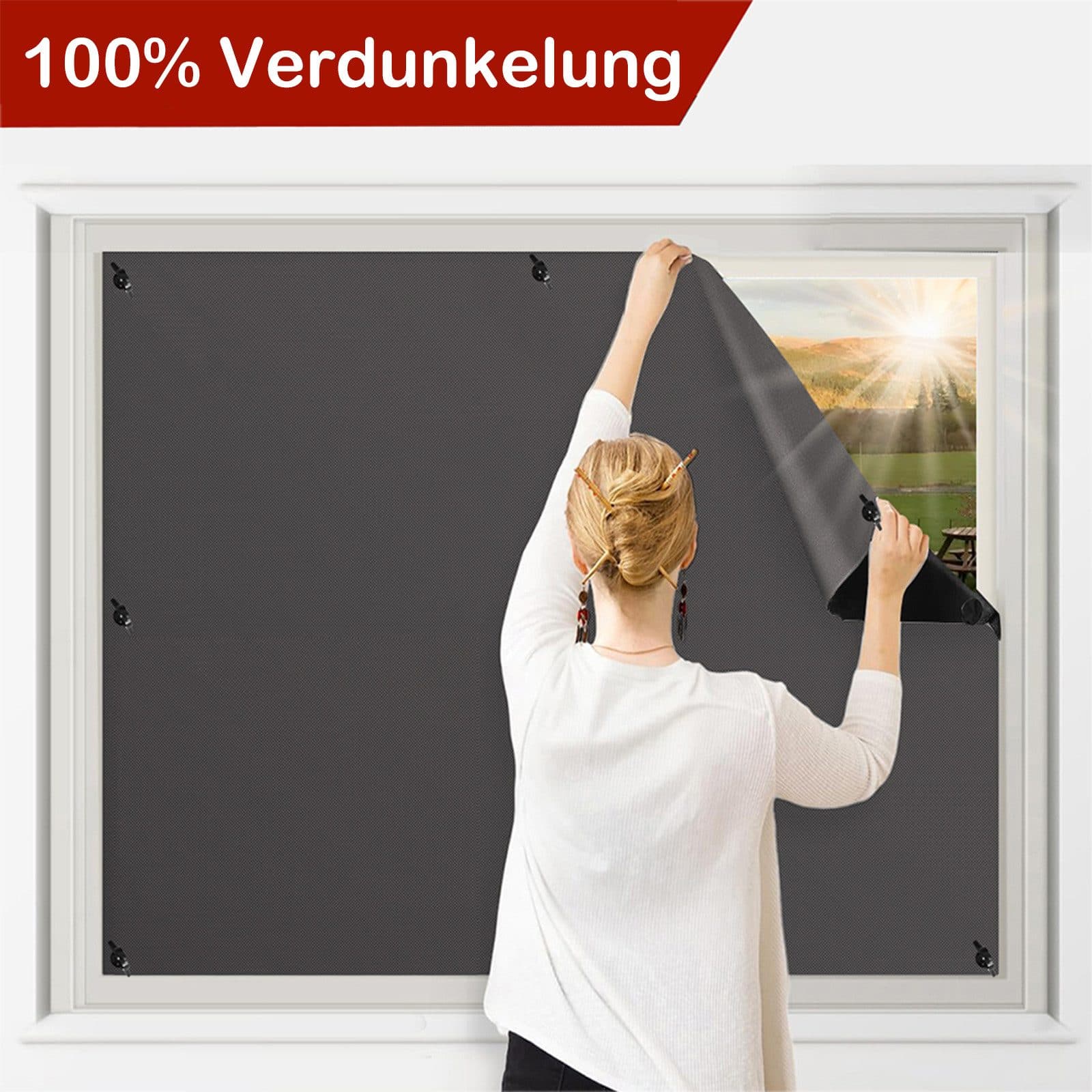 BTTO V&G Verdunklungsrollo Ohne Bohren Schwarz Saugnäpfe - Bild 2