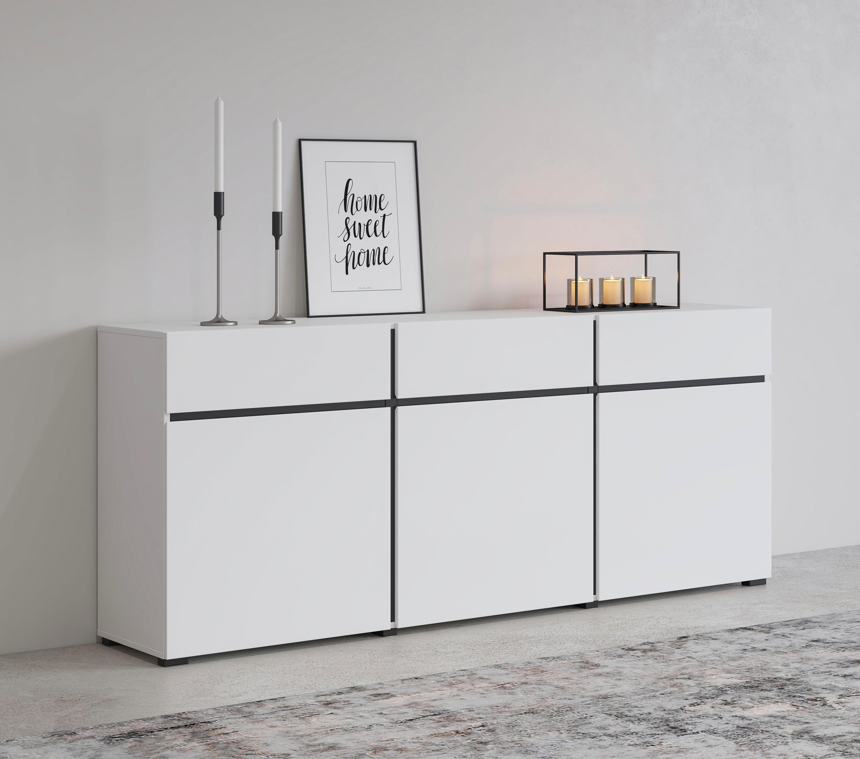 OTTO home Sideboard Cross Weiss Schwarz Modern 180cm - Bild 2