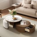 Graceabode Couchtisch Walnuss Marmor 2 Beistelltische Bild 2