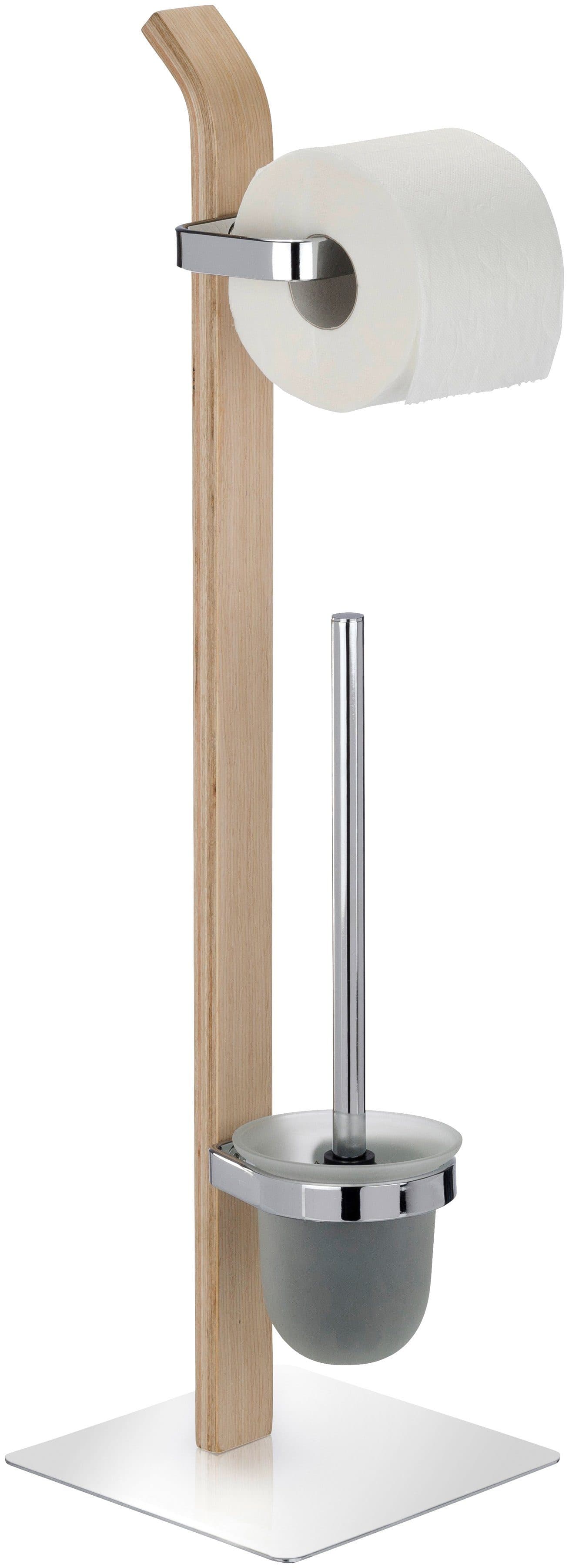 WENKO WC-Garnitur Samona Nature Holz Metall mit Papierrollenhalter